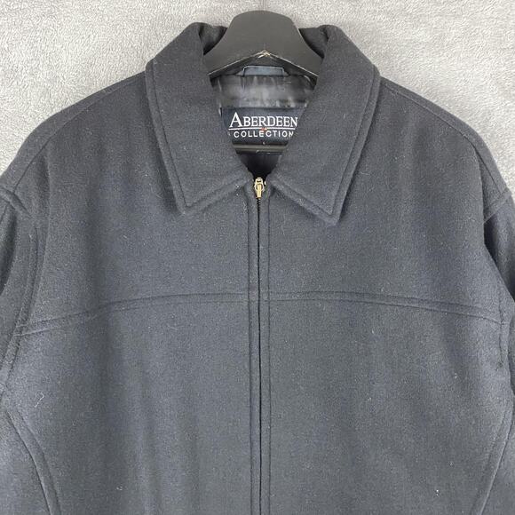 Aberdeen Collection Jacket Mens Large Black Wool Blend Zip Front Insulated Lined - Picture 2 of 16